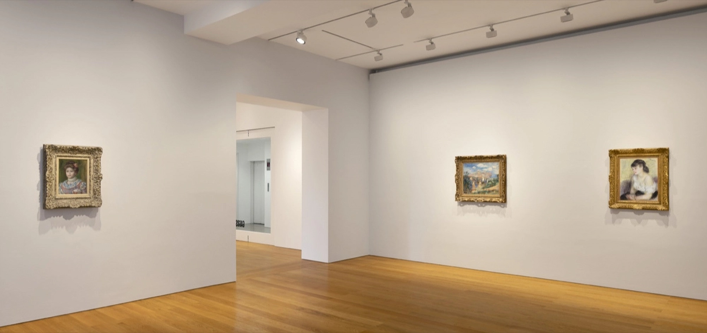 Impressionist portraits and a landscape in gilt frames